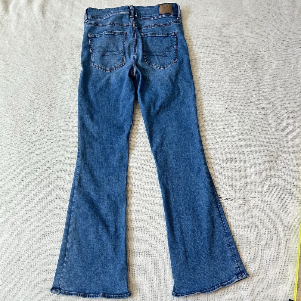 American Eagle Jeans Sz 6S Blue High Rise Artist Flare Stretch Denim 28x28.5 - Picture 2 of 16